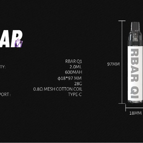 【一次性/拋棄式】Fitpod RBAR Q1 可重複注油一次性小煙 可重複填充6-10次 手感漆面 600mah